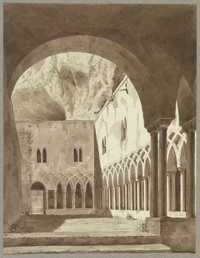 Der Kreuzgang von S. Francesco in Amalfi by Friedrich Wilhelm Ludwig, 1851 — digital art print download