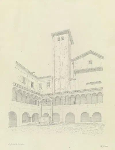 Der Kreuzgang von S. Stefano in Bologna by Friedrich Wilhelm Ludwig, 1851 — digital art print download