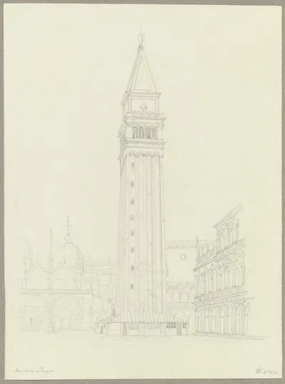 Der Markusturm in Venedig by Friedrich Wilhelm Ludwig, 1850 — digital art print download