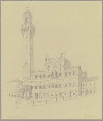 Der Palazzo Pubblico in Siena by Friedrich Wilhelm Ludwig, 1851 — digital art print download