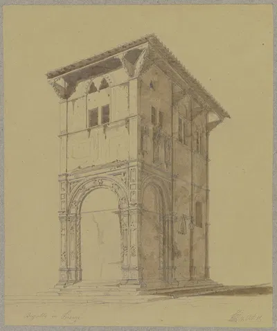 Die Loggia del Bigallo in Florenz by Friedrich Wilhelm Ludwig, 1851 — digital art print download