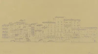 Häuserzeile am Ufer des Arno in Florenz by Friedrich Wilhelm Ludwig, 1851 — digital art print download
