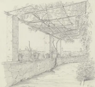Laubengang der Casa Zanetti in Perugia by Friedrich Wilhelm Ludwig, 1851 — digital art print download