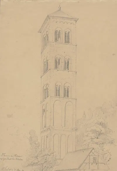 Nordturm (Eulenturm) des Klosters Sankt Peter und Paul in Hirsau by Friedrich Wilhelm Ludwig, 1849 — digital art print…