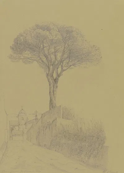 Pinie im Giardino Barberini in Rom by Friedrich Wilhelm Ludwig, 1851 — digital art print download