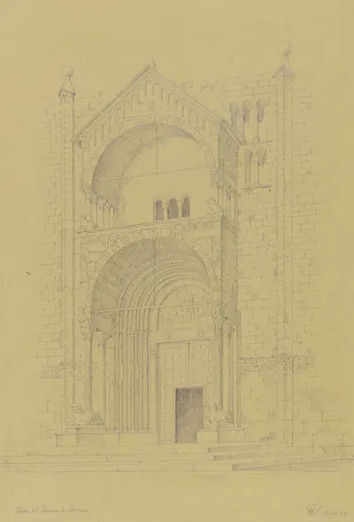 Protiro des Domes S. Maria Assunta in Verona by Friedrich Wilhelm Ludwig, 1850 — digital art print download