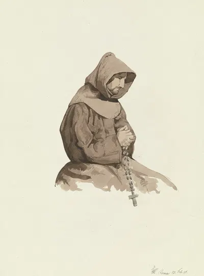 Roman monk by Friedrich Wilhelm Ludwig, 1851 — digital art print download