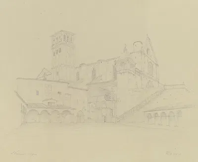S. Francesco in Assisi by Friedrich Wilhelm Ludwig, 1851 — digital art print download