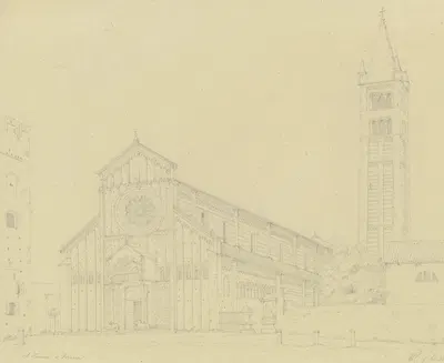 San Zeno in Verona by Friedrich Wilhelm Ludwig, 1850 — digital art print download