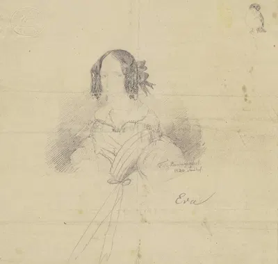Brustbild einer Dame (Eva) by Fritz Bamberger, 1840 — digital art print download