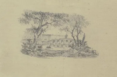 Stadtansicht mit steinerner Brücke by Fritz Bamberger — digital art print download