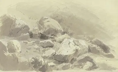 Felsengeröll im Hochgebirge bei Partenkirchen by Фриц Бамбергер, 1854 — digital art print download