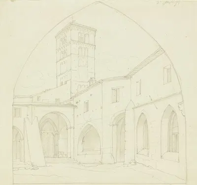 Kreuzgang im Kloster San Benedetto bei Subiaco by Fritz Bamberger — digital art print download