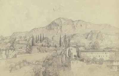 Monastery near Trient by Fritz Bamberger, 1856 — digital art print download