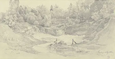 Sandgrube am Waldausgang bei Starnberg by Fritz Bamberger, 1862 — digital art print download