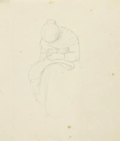 Sewing girl by Fritz Bamberger — digital art print download