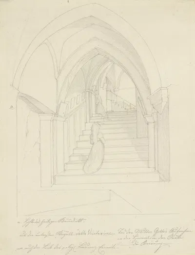Treppenaufgang im Kloster San Benedetto bei Subiaco, links der Zugang zum Sacro Speco des Heiligen Benedikt by Fritz…