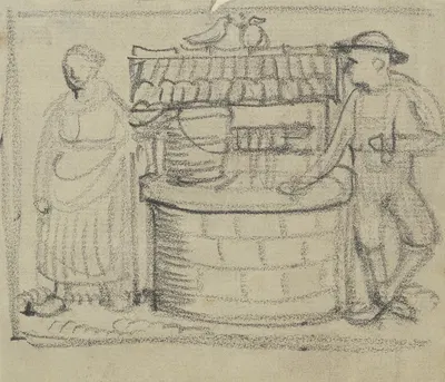 Servant and maid at the well by Фриц Бёле — digital art print download