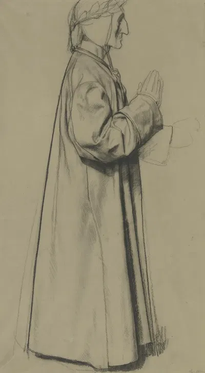 Dante stehend mit Lorbeerkranz by Фриц Бёле — digital art print download