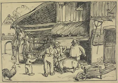 Pig trade by Фриц Бёле, 1896 — digital art print download