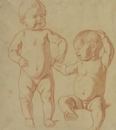 Two cherubs by Фриц Бёле — digital art print download