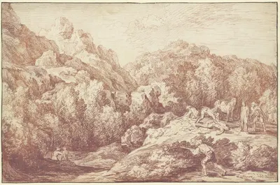 Berglandschaft mit Raubüberfall by Gaspard Dughet — digital art print download