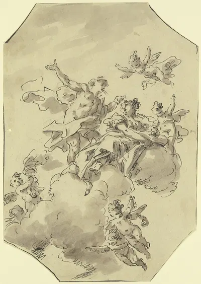 Allegorische Figurengruppe auf Wolken by Gaspare Diziani — digital art print download