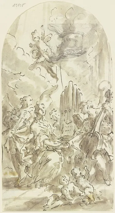 Die Heilige Cäcilia, der Kopf eines Mädchens by Gaspare Diziani — digital art print download