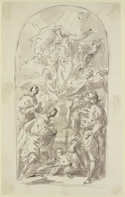 Himmelfahrt Mariens mit den Heiligen Gervasius, Protasius und Karl Borromäus by Gaspare Diziani — digital art print download