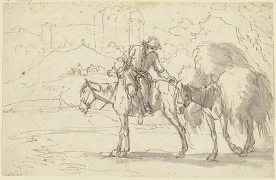 A farmer on a horse by Георг Филипп Ругендес Старший — digital art print download