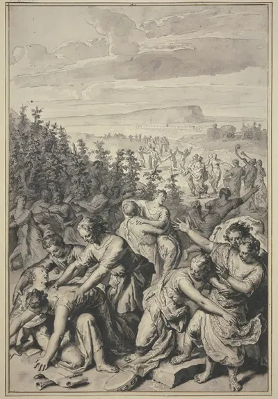 Der Raub der tanzenden Mädchen von Schilo durch die Benjamiter by Жерар Хоэт — digital art print download