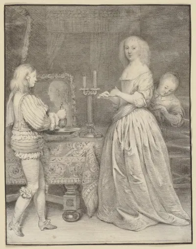 Dame am Toilettentisch mit Page und Zofe by Gerard ter Borch — digital art print download