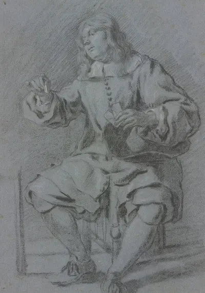 Ein Kartenspieler auf einem Stuhl sitzend by Жерар тер Борх — digital art print download