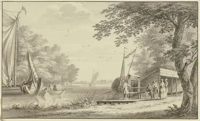 Landschaft mit Fluss und Fischern by Жерар ван Россум, 1762 — digital art print download