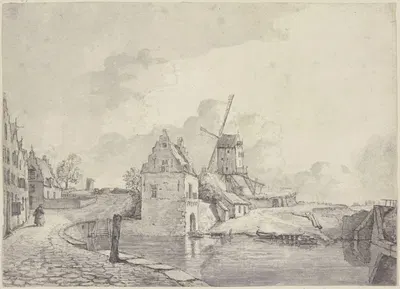 The old harbour of Nijmegen by Геррит Ламберц, 1812 — digital art print download