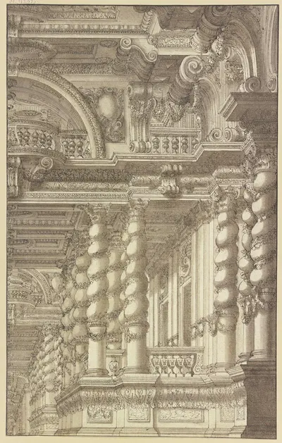 Halle mit gewundenen Säulen by Giacomo Antonio Mannini — digital art print download