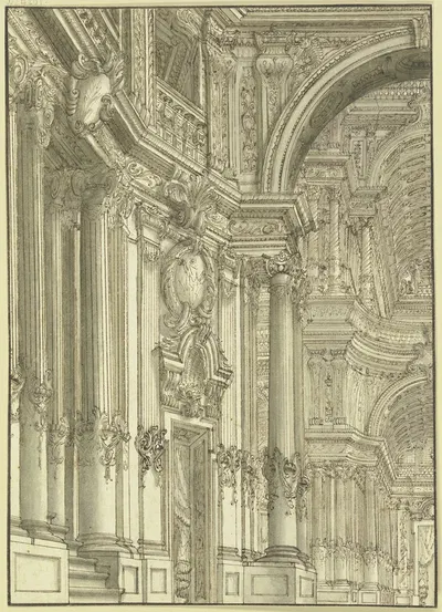 Säulenhalle, links ein Portal by Giacomo Antonio Mannini — digital art print download