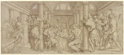 The Wedding of Esther and Ahasuerus by Джорджо Вазари — digital art print download