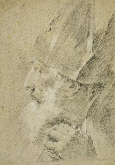 Head of a Bishop in Profile by Джованни Баттиста Пьацетта — digital art print download