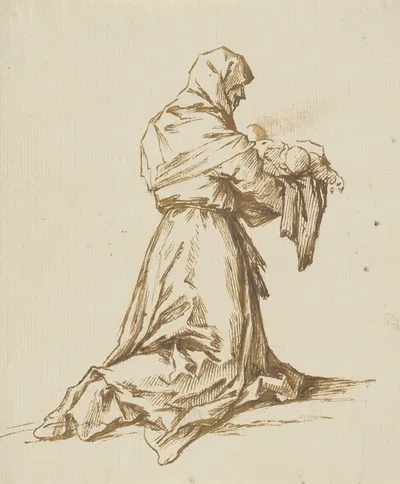 Kniende Frau, ein Kind in den Armen haltend by Giovanni Battista Sassi — digital art print download