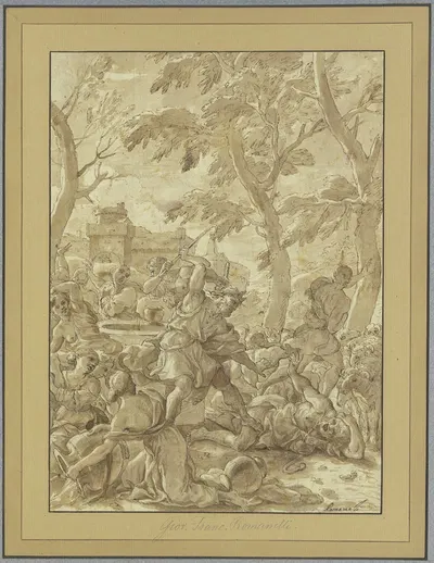 Moses beschützt die Töchter des Jethro by Джованни Франческо Романелли — digital art print download