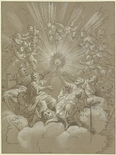 Die Verehrung der Hostie durch die vier Evangelisten by Giovanni Lanfranco — digital art print download