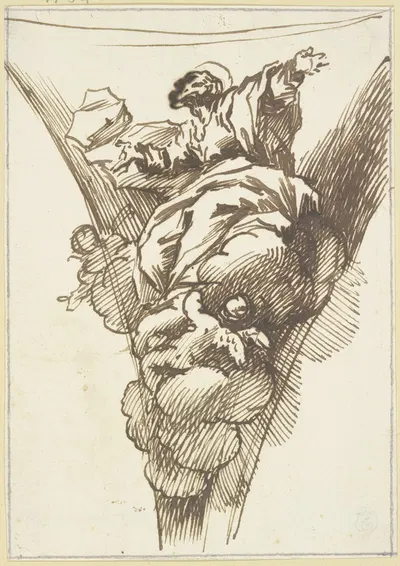 Von Engeln getragener Apostel in einem Bogenzwickel by Giovanni Lanfranco — digital art print download