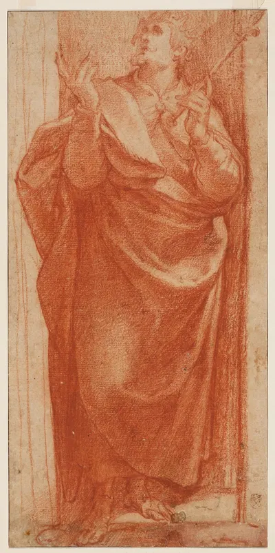 Stehender aufblickender König mit Lilienzepter by Girolamo Muziano — digital art print download