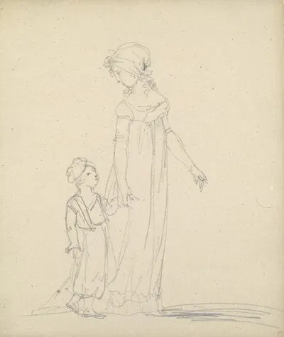Young woman with child by Иоганн Готфрид Шадов — digital art print download