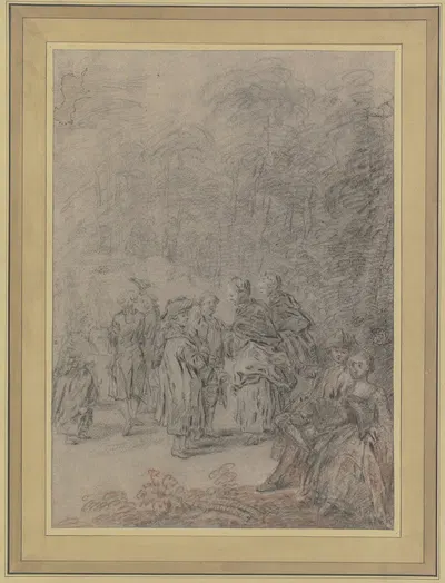 Gesellschaft von Damen und Herren in einem Park by Готлиб Вельте — digital art print download