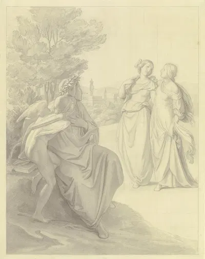 Dante meets Beatrice by Gustav Heinrich Naecke — digital art print download