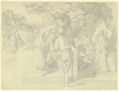 Elieser und Rebekka am Brunnen by Gustav Heinrich Naecke — digital art print download