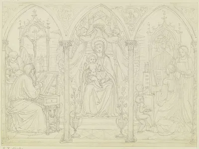 Madonna mit dem Evangelisten Lukas und der Heiligen Cäcilia by Gustav Heinrich Naecke — digital art print download