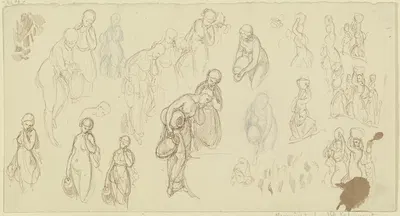 Studienblatt; Junge Frau, einen Krug tragend by Gustav Heinrich Naecke — digital art print download
